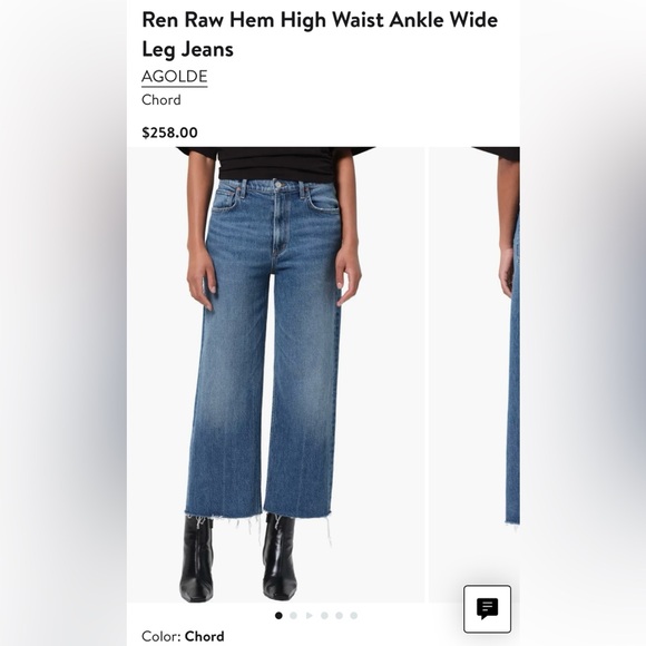 AGOLDE Ren Raw Hem High Waist Ankle Wide Women's Jeans